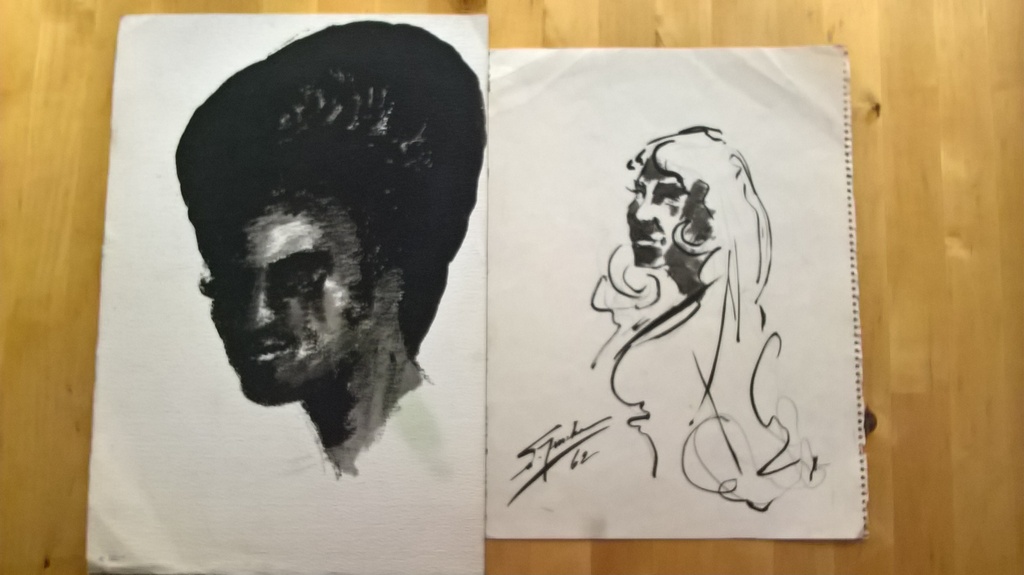 W Jurcka, Tekening, twee vrouws portretten verkocht voor € 59!