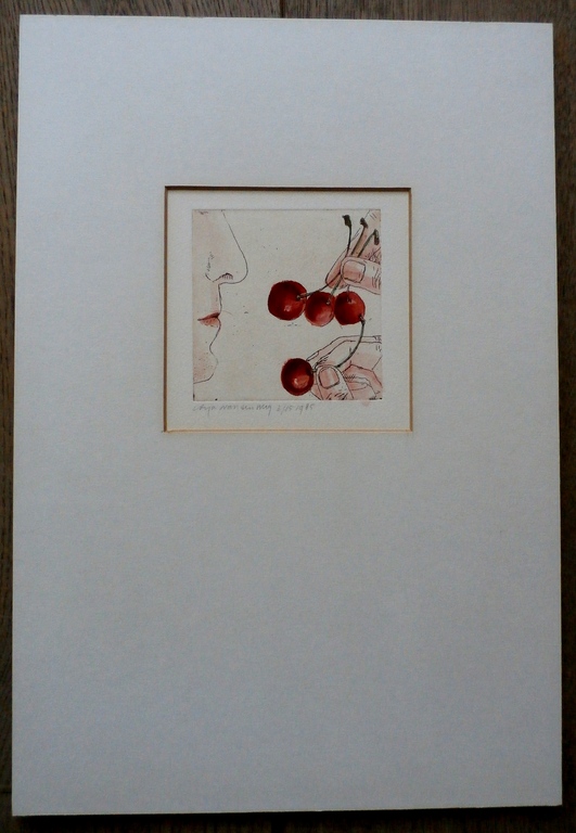 Arja van den Berg - ets: Kersen eten - 1985 kopen? Bied vanaf 45!