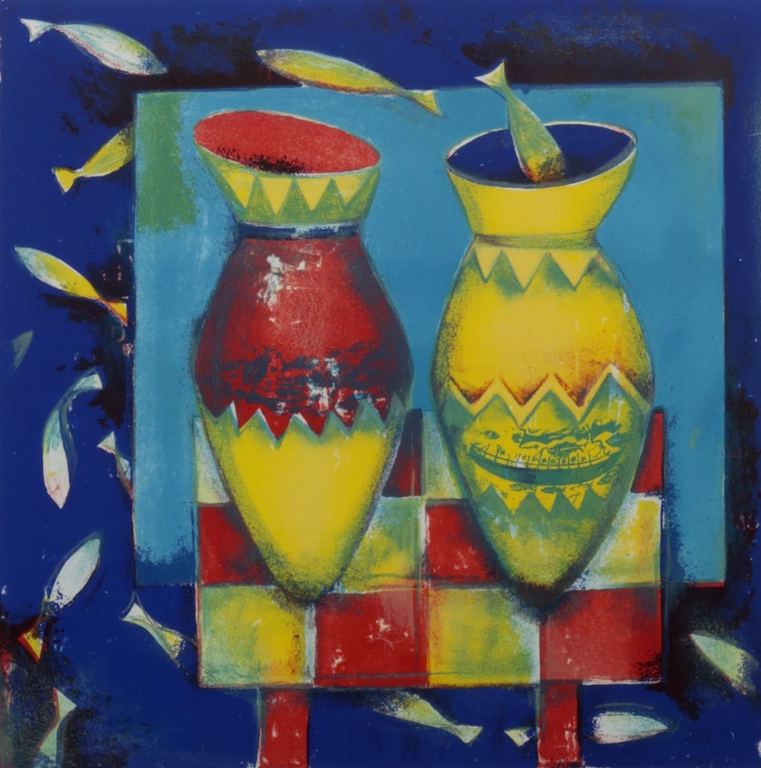 Marianne Aulman: Litho, Odysseus schipbreuk I - Ingelijst kopen? Bied vanaf 20!