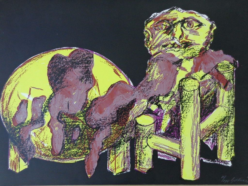 JAN SIERHUIS / FIGURATIE / KLEURLITHO / 55x77cm / SIG kopen? Bied vanaf 50!