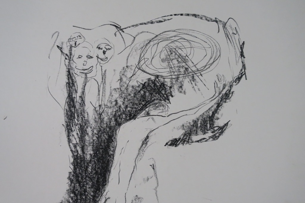 Hans Kuijs: Potlood- en krijttekening, Figuur en kraai kopen? Bied vanaf 1!