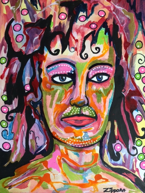 Zippora Meijer Acryl en posca op aquarelpapier Titel Breathless verkocht voor € 45!