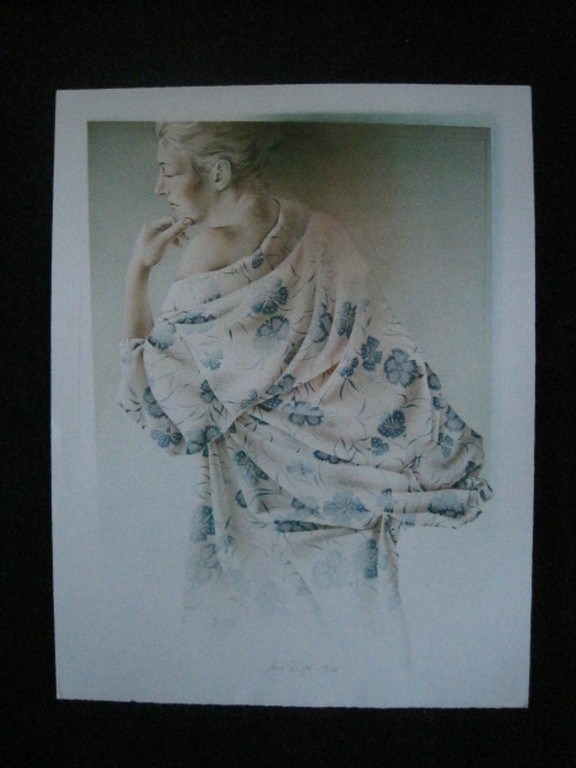 Groot Realistisch grafiek Poen de Wijs 1948-2014) Lithografie "Vrouw in Kimono" kopen? Bied vanaf 1!