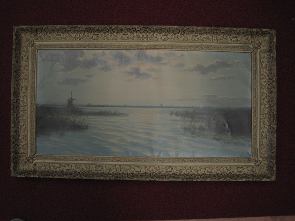 omstreeks 1920 olieverf "schemering op de plas" niet gesigneerd  kopen? Bied vanaf 1!