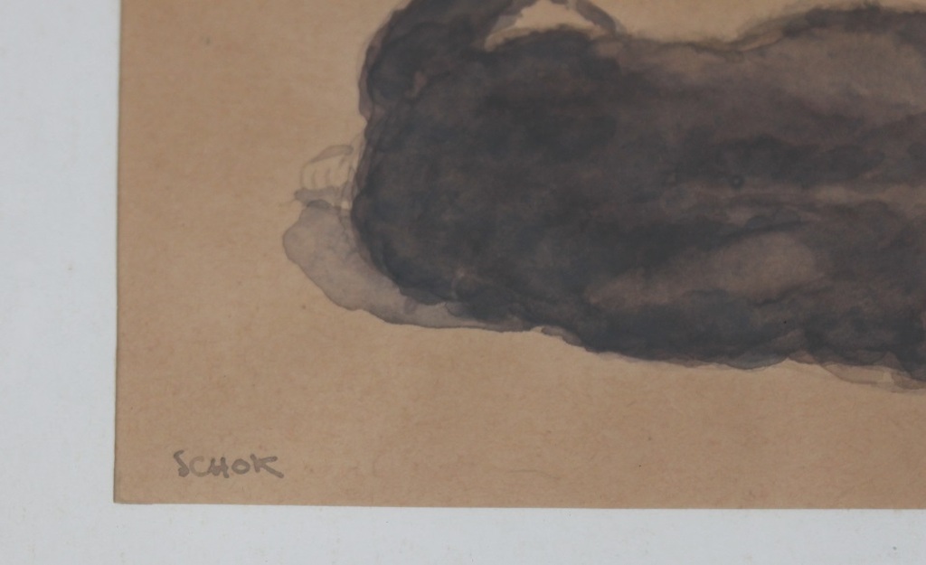 Schok: Aquarel, Poes op rood fond kopen? Bied vanaf 25!