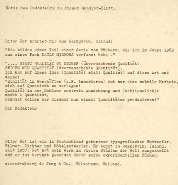 Dieter Roth -  kwadraat bladen kopen? Bied vanaf 250!