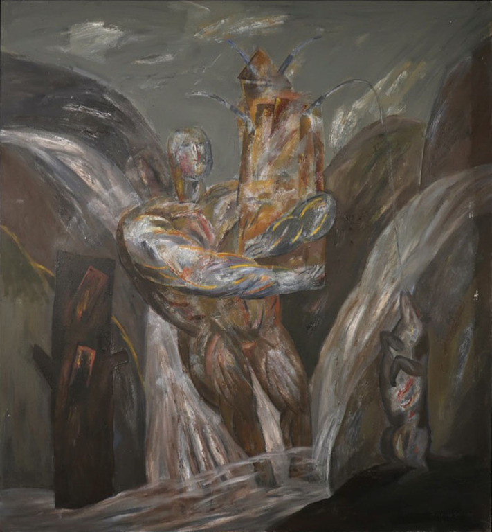 Horacio Silva: Acryl op doek, Hombre con tuente (Groot!) kopen? Bied vanaf 200!