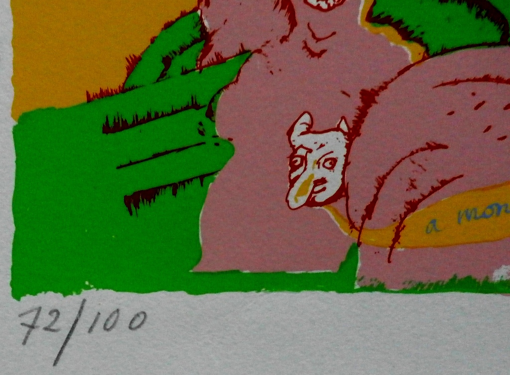 Lucebert - zeefdruk: A monkey in every home - 1973 kopen? Bied vanaf 199!