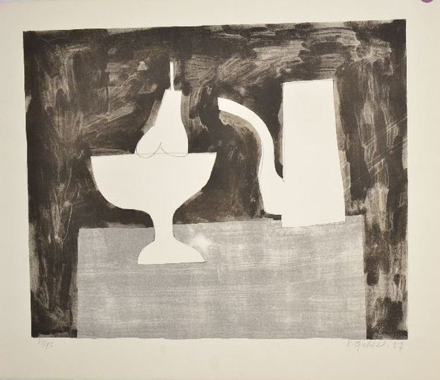 Klaas Gubbels: Theepot en Fruitschaal litho, 1987 verkocht voor € 140!