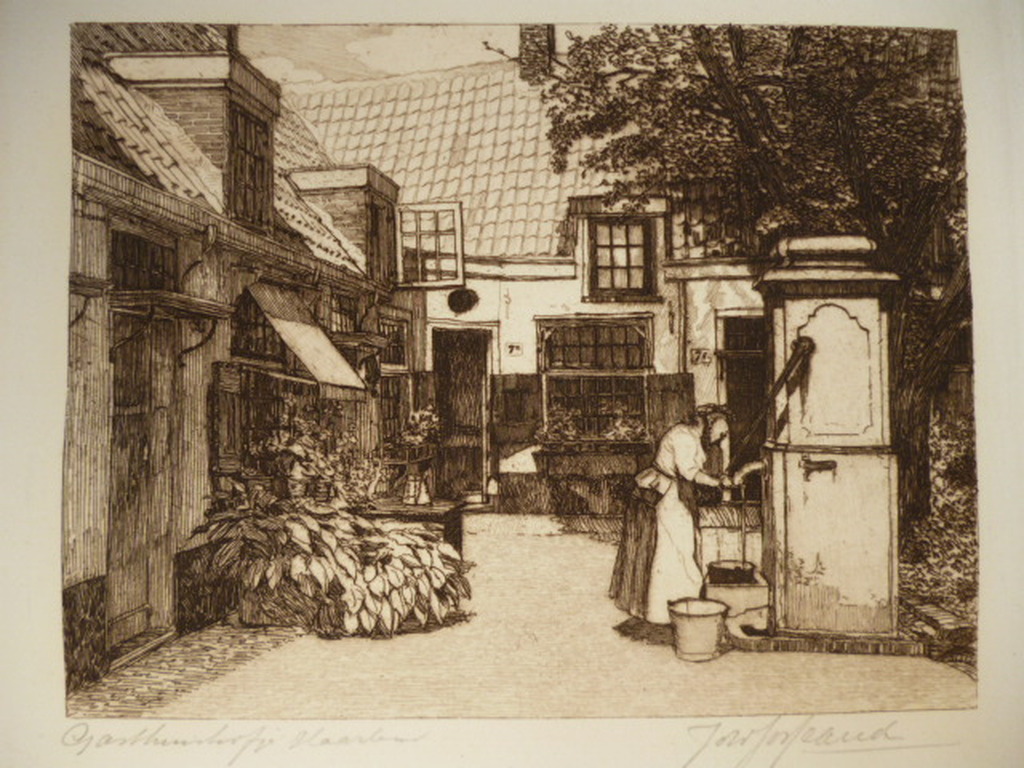 Johannes Josseaud - ets -  Gasthuishofje Haarlem kopen? Bied vanaf 25!
