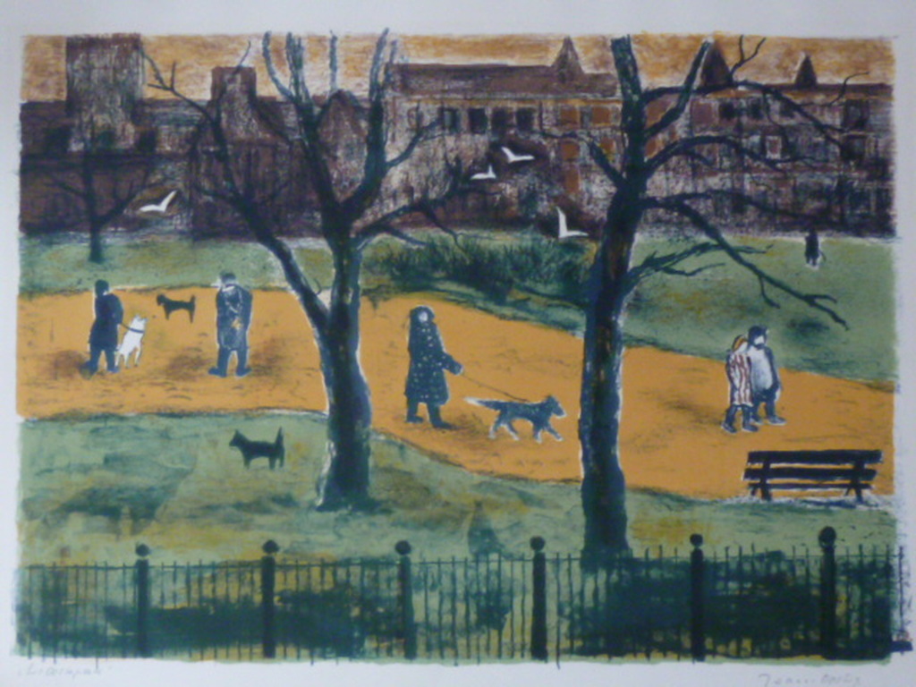 Jeanne Bieruma Oosting - kleurenlitho - Het Oosterpark kopen? Bied vanaf 125!