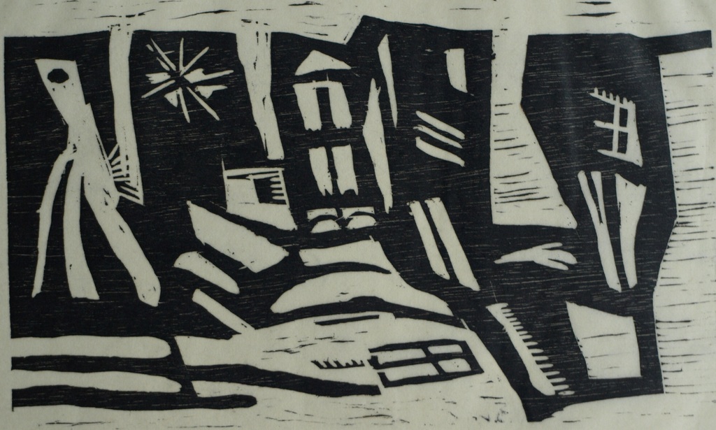 Frits Vanèn :  Houtsnede – Theater II – 1961 – oplage 15 ex. kopen? Bied vanaf 1!