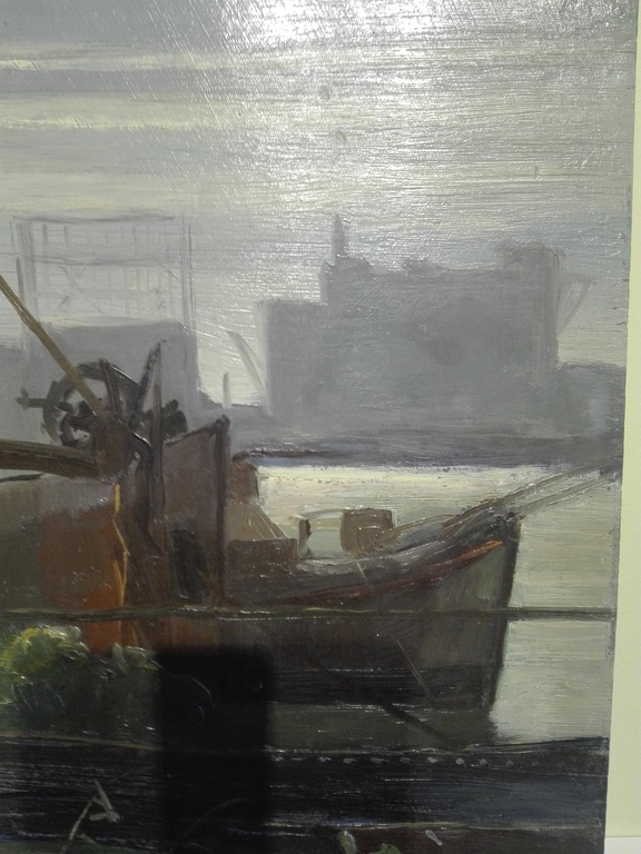 A.J.A. Hagen, klassiek schilderij olieverf op paneel, Havengezicht kopen? Bied vanaf 175!