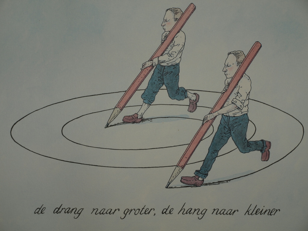 Joep Bertams – Zeefdruk – De drang naar groter, de hang naar kleiner – Voor PTT kopen? Bied vanaf 1!