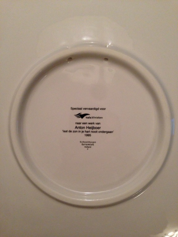 Anton Heyboer - 'Laat de zon in je hart nooit ondergaan' - keramiek bord kopen? Bied vanaf 100!