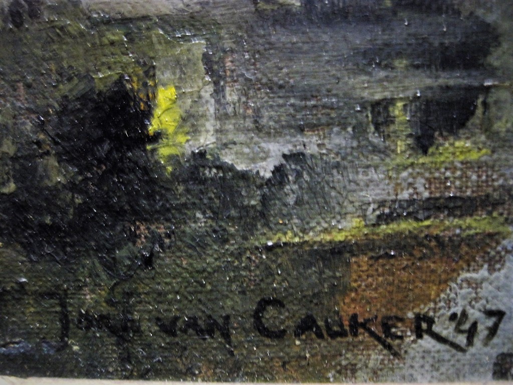 Larense School Jord van Calker (1919-) olieverf "Edam Kwakelbrug en Speeltoren"  kopen? Bied vanaf 1!