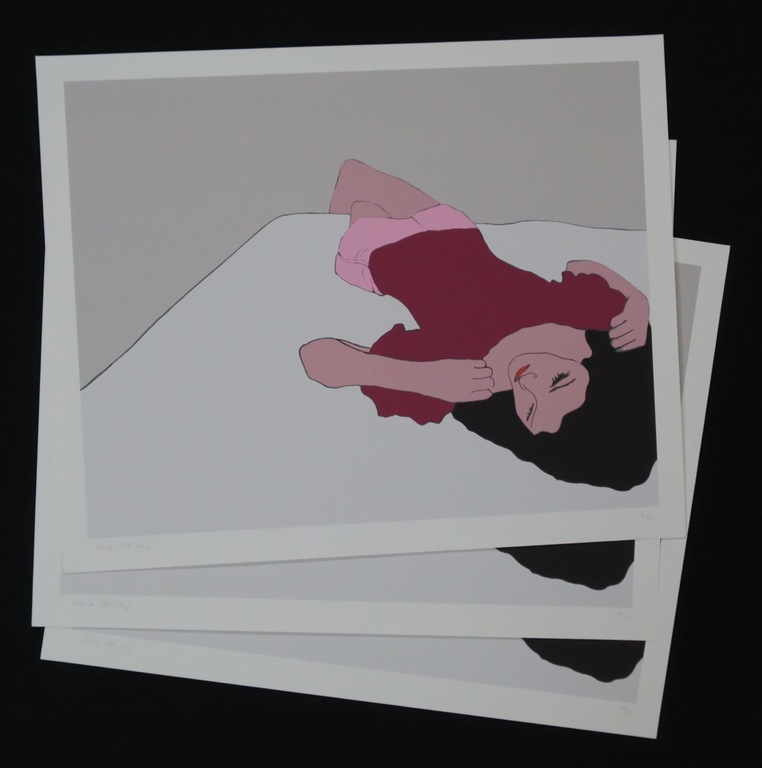 Lot met 3 piezografien van Una Henry: Girl on bed verkocht voor € 67!