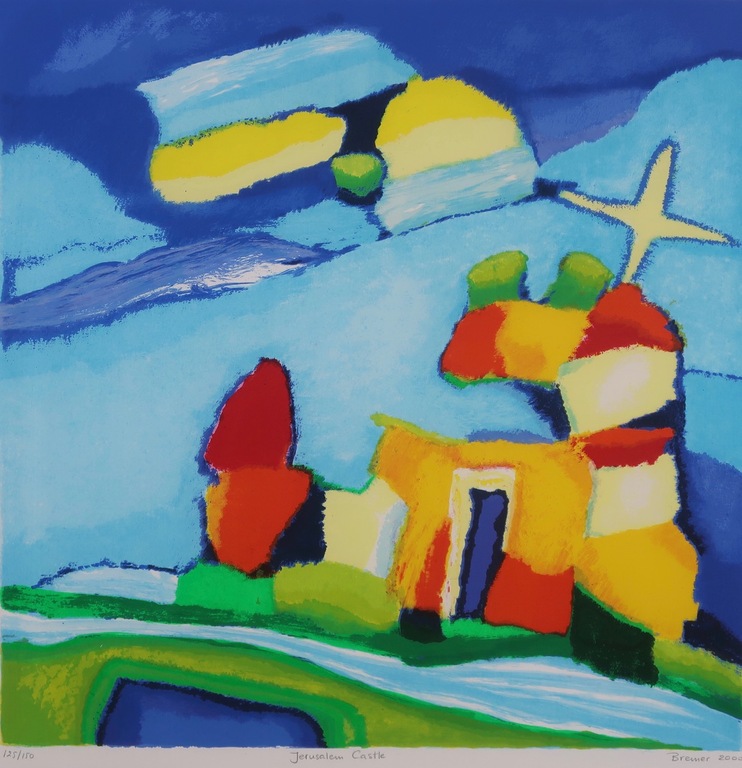 Saskia Bremer: Zeefdruk, Jerusalem Castle - Ingelijst kopen? Bied vanaf 35!