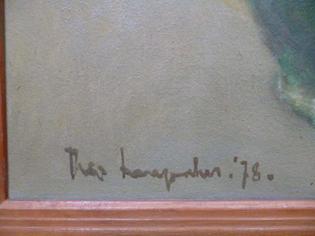 Theo Swagemakers - olieverf - Champignons in groene aardewerk kom kopen? Bied vanaf 275!