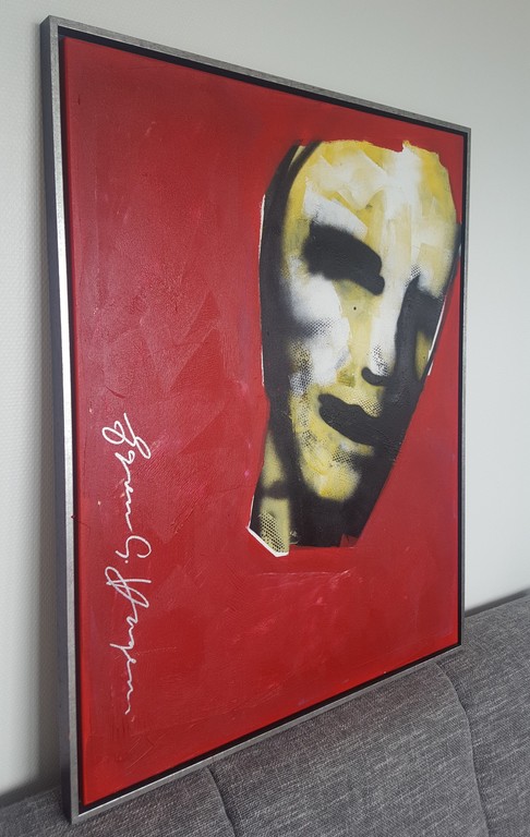 Espen Greger Hagen: acryl op doek, Head in Red kopen? Bied vanaf 400!