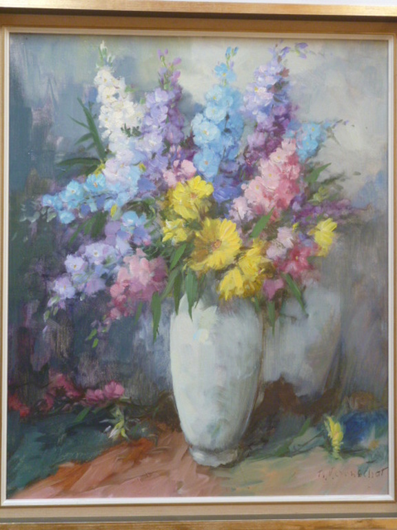 Theodorus van Oorschot - olieverf - Bloemstilleven verkocht voor € 275!