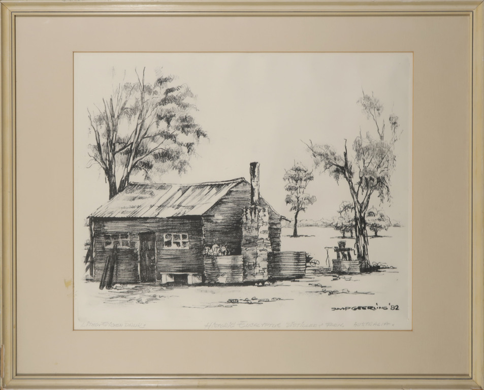 Jaap Geerling: Litho, Historici Eucalyptus distillery farm Australia - Ingelijst kopen? Bied vanaf 1!