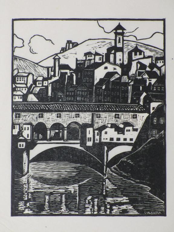 Jaap Veldheer, Gezicht op Florence, Houtsnede kopen? Bied vanaf 1!