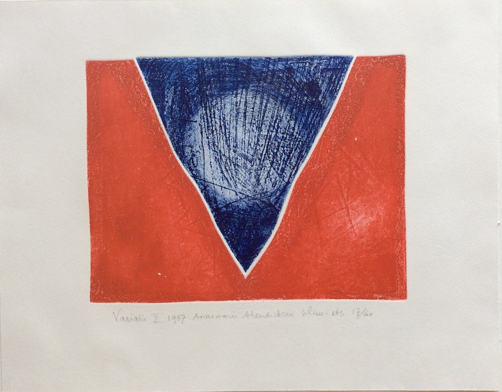 Annemarie Hendriksen - Variatie X 1987  kleur-ets - kopen? Bied vanaf 1!