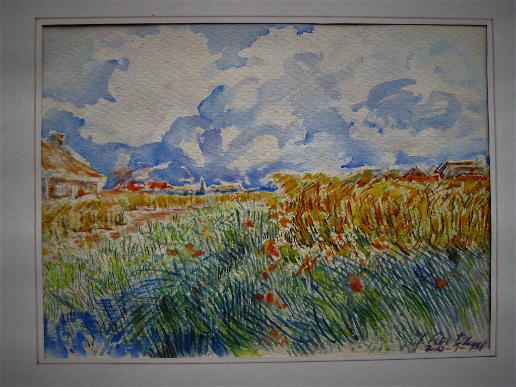 Zonnig Jan Lutz (1888 - 1957) aquarel "Korenvelden bij het dorp Rhoon" gesigneer kopen? Bied vanaf 1!