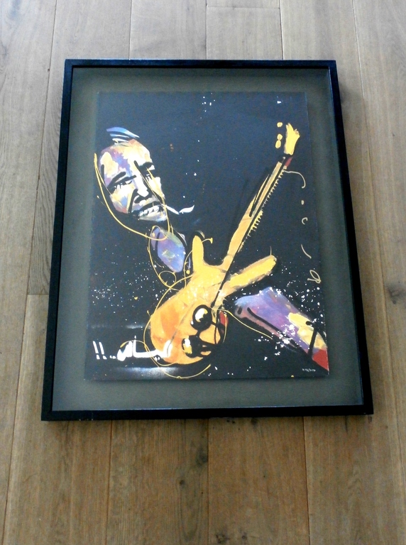 Herman Brood - ingelijste zeefdruk: de basgitarist kopen? Bied vanaf 295!