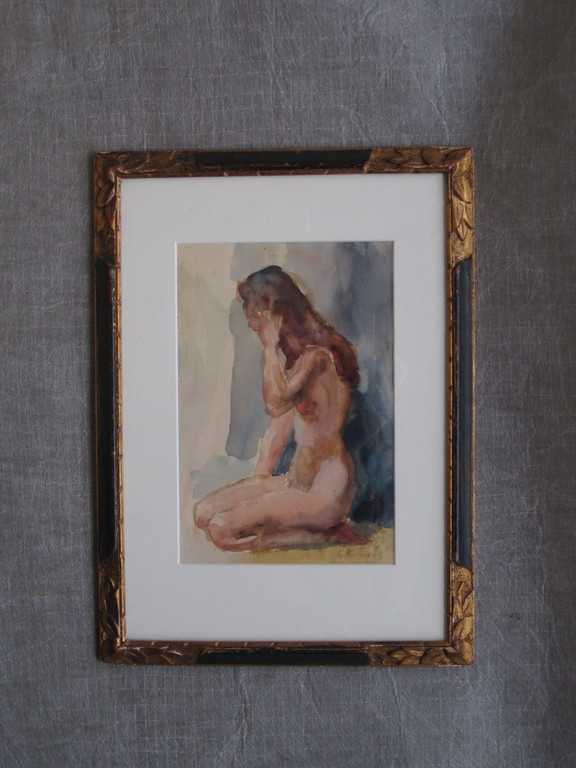 Magnifieke impress 1920 aquarel "knielend vrouwelijk naakt gesigneerd Tj.Roelofs kopen? Bied vanaf 1!