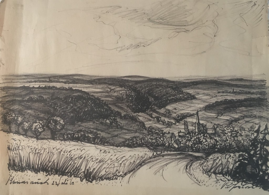Onbekende Kunstenaar - Tekening met zwarte inkt -  Landschap Zonder Titel kopen? Bied vanaf 1!