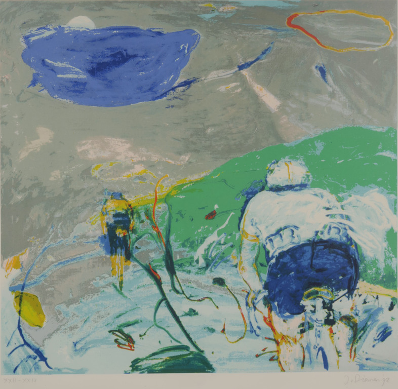 Jan van Diemen: Zeefdruk, Wielrenners - Ingelijst kopen? Bied vanaf 35!