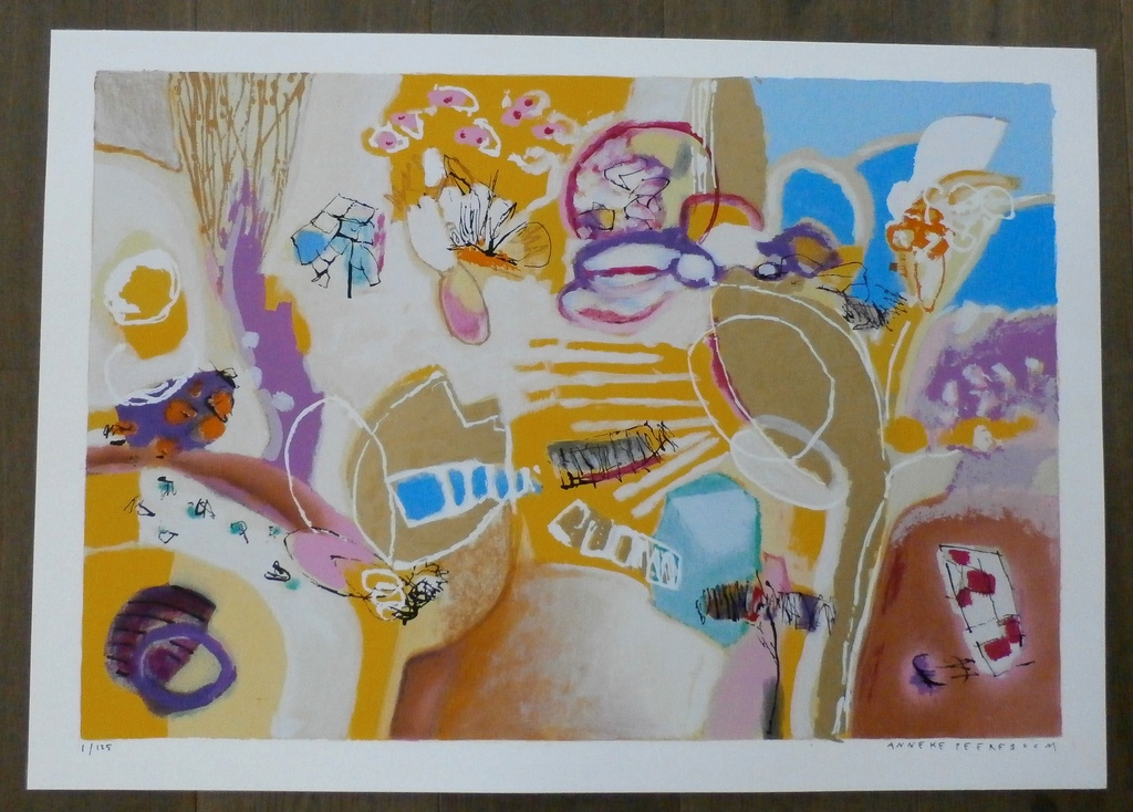 Anneke Peereboom - Grote kleurrijke zeefdruk: Au septième ciècle kopen? Bied vanaf 75!