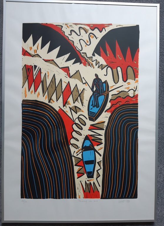 Hans Wap - Rowing on land - zeefdruk kopen? Bied vanaf 35!