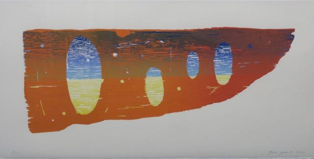 Joris Geurts:: Houtsnede, Zonder titel (liggend) -Ingelijst kopen? Bied vanaf 35!