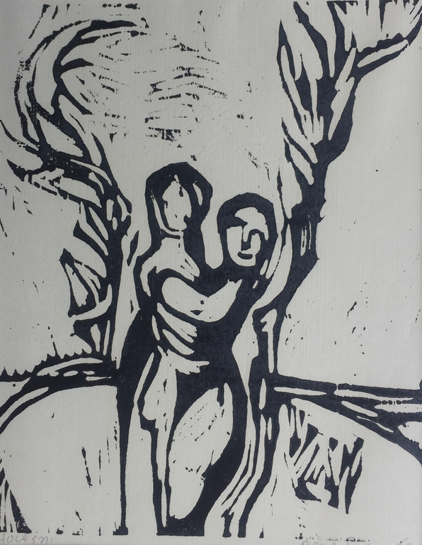 Gene Eggen, houtsnede, zonder titel kopen? Bied vanaf 40!