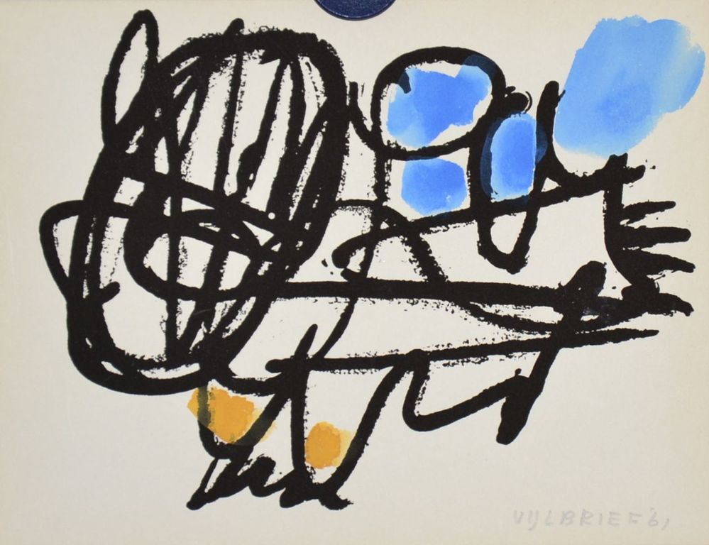 Ernst Vijlbrief: Penseeltekening. Absctracte compositie verkocht voor € 60!