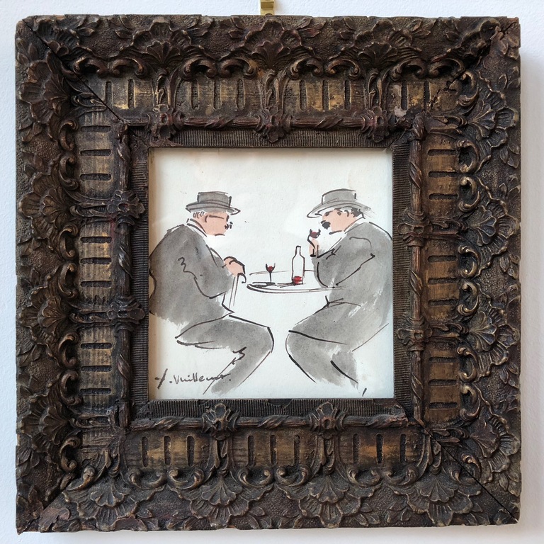 Auguste Vuillemot (1883 - 1970), 4 kleine schilderijen, "homme au comptoir" kopen? Bied vanaf 200!