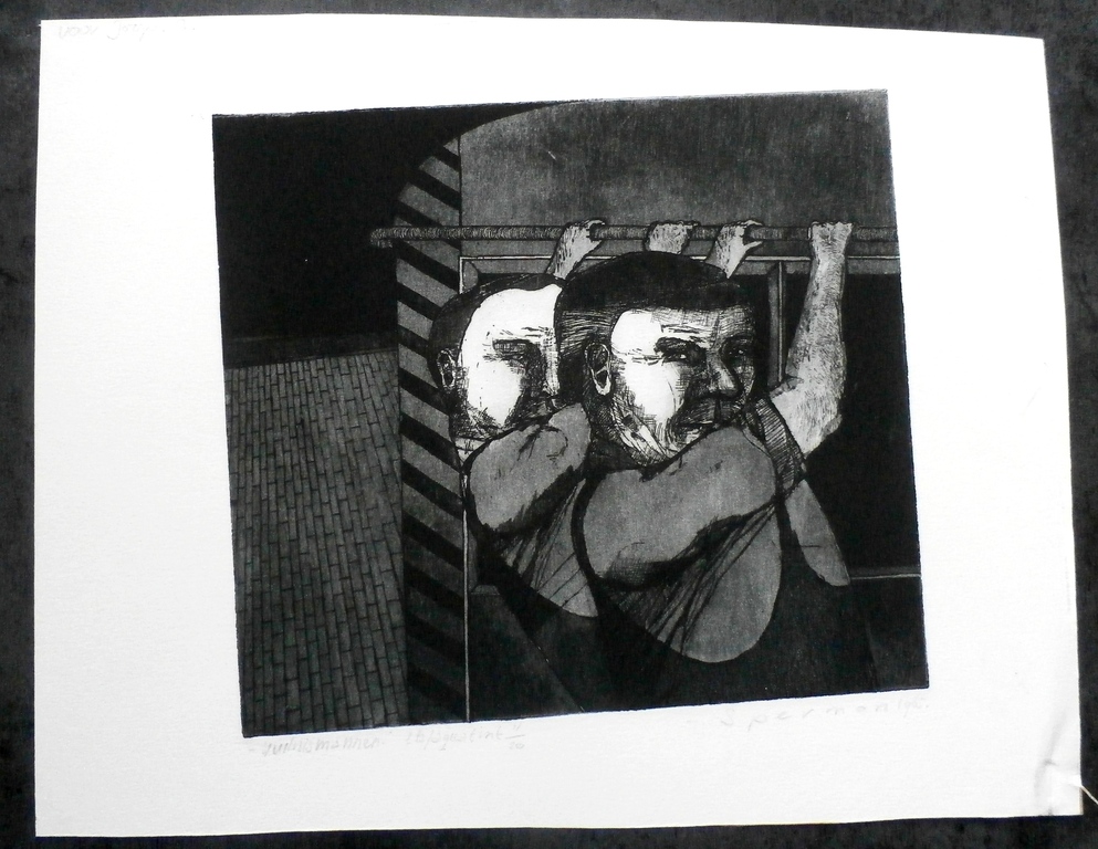Kees Spermon - ets/aquatint: Vuilnismannen - 1965 kopen? Bied vanaf 50!
