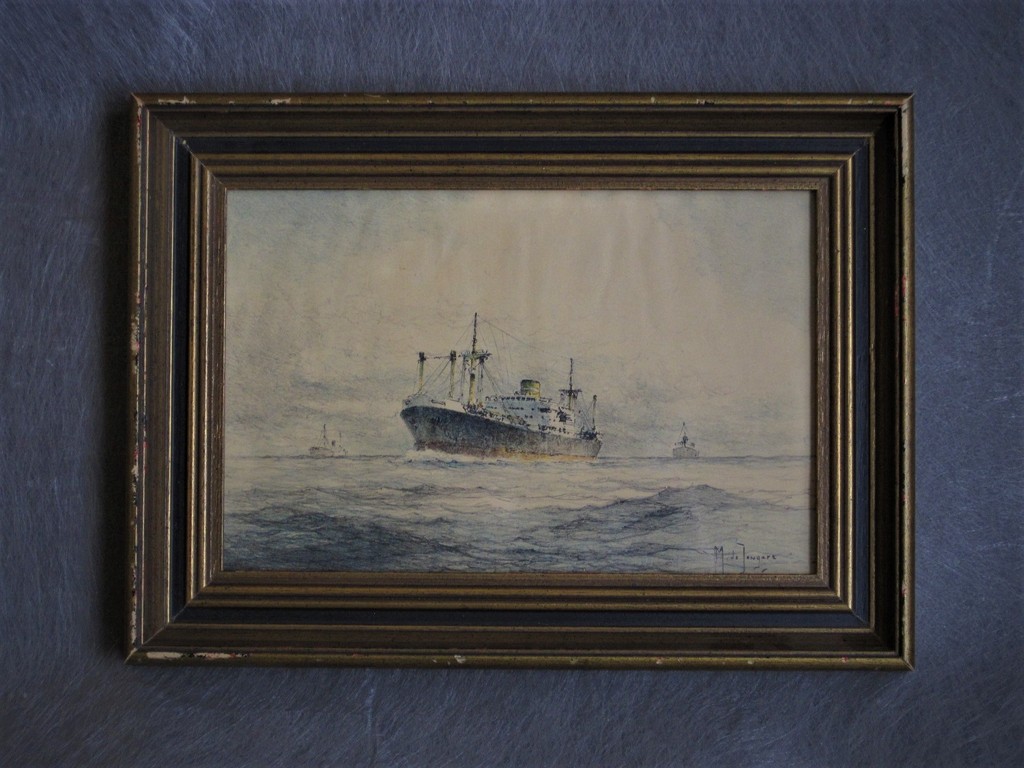 Mooi gesigneerd Rotterdams maritiem Aquarel "Mammoettanker" M de Jongere ! kopen? Bied vanaf 1!