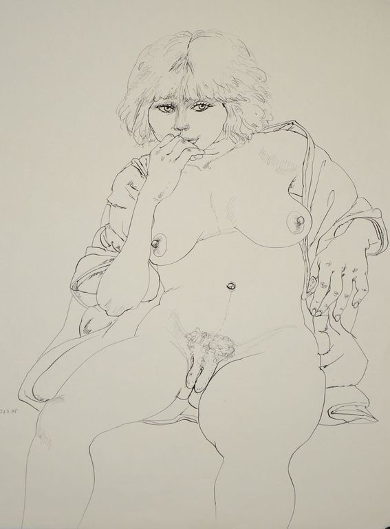 Ed Valk: Pentekening. Naakte vrouw kopen? Bied vanaf 1!