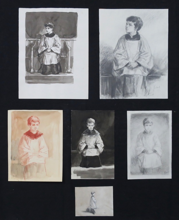 Klaas Fernhout: Lot met 6 tekeningen/aquarellen van misdienaars  kopen? Bied vanaf 1!