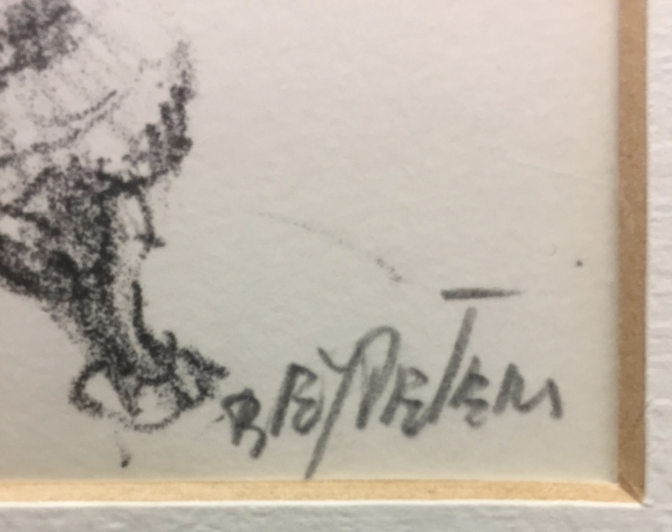 Onbekend gesigneerd: Litho, Kachel en schoenen - Ingelijst kopen? Bied vanaf 1!