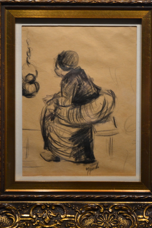 Maurice Mareels: houtskoolschets, vrouw boven een vuur kopen? Bied vanaf 1!