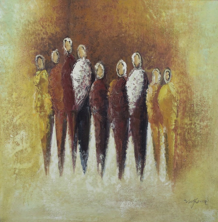 Onbekend gesigneerd: Acryl op doek, People (groot) kopen? Bied vanaf 1!