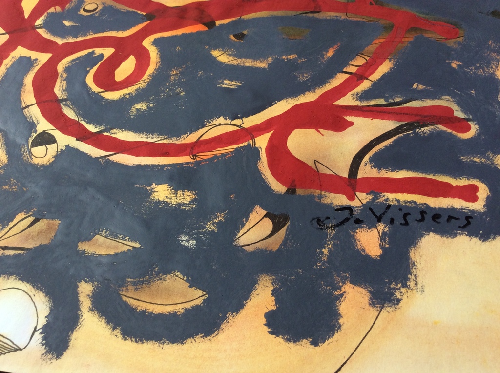 Jack Vissers, abstracte compositie, acryl op papier kopen? Bied vanaf 1!