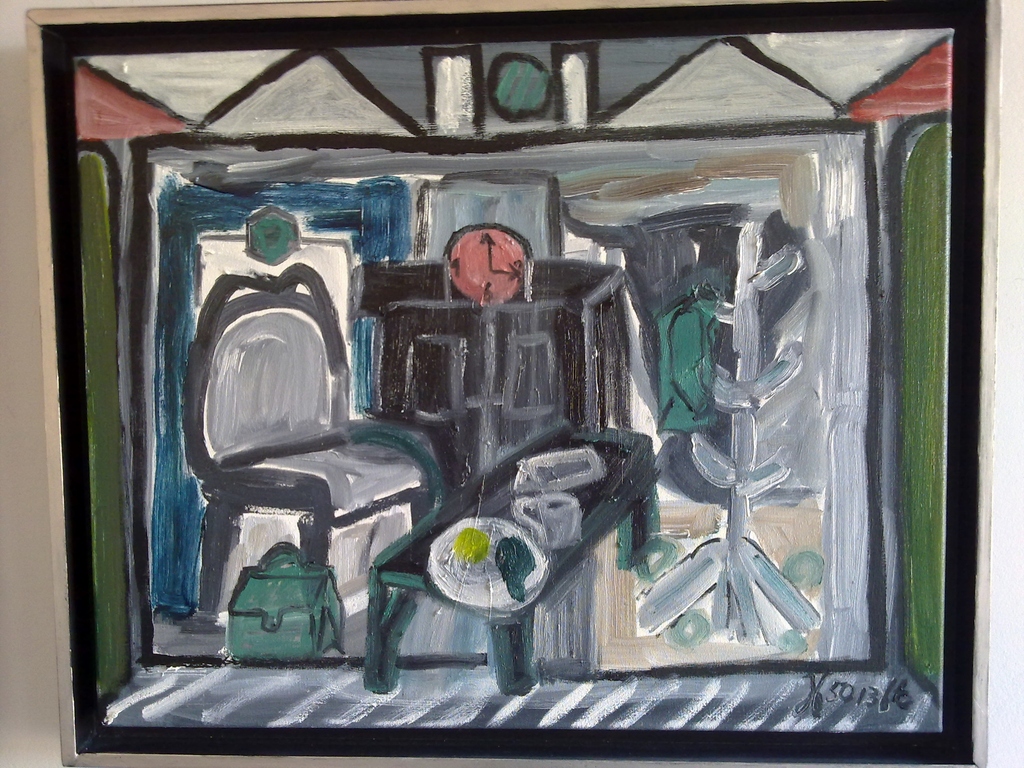 johnfoppen "Nobody At Home" Olieverf op Doek in bijpassende Baklijst. verkocht voor € 130!