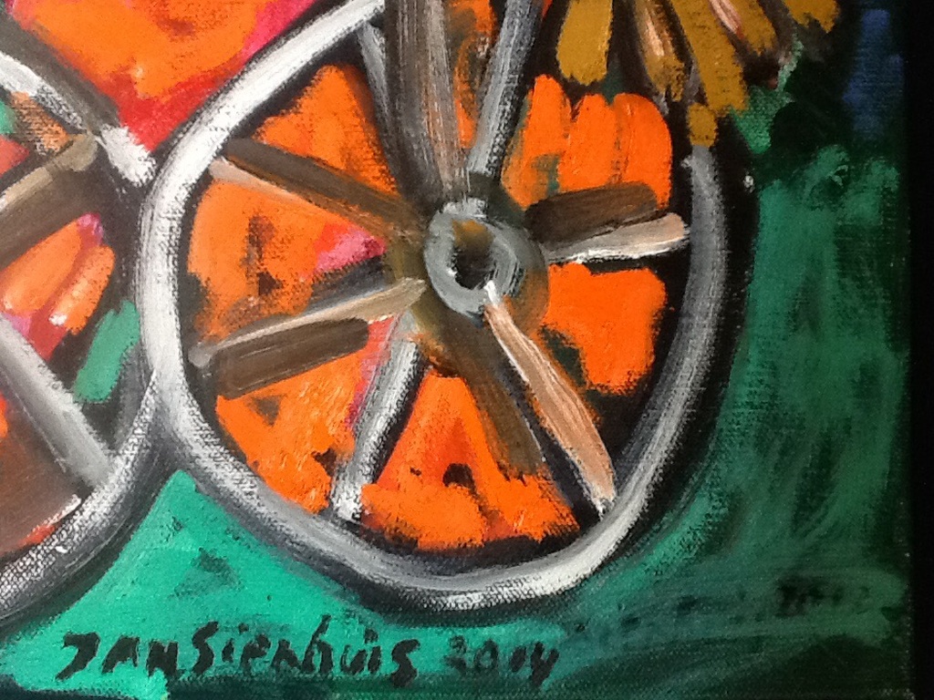 Jan Sierhuis: olieverf op doek, Kinderen met fiets. kopen? Bied vanaf 350!