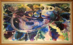 Hans de Wit - Hans de Wit: Aquarel, Arbre magique - Ingelijst (Groot!) verkocht voor € 200!